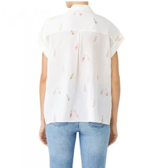Rails Whitney novelty Rose bottle print short sleeved button up top. XS - Picture 3 of 9